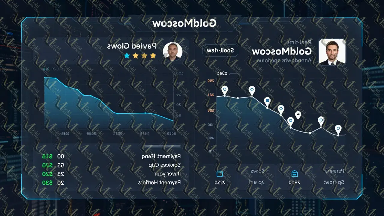 Цифровая панель GoldMoscow с отслеживанием геолокации и рейтингами пользователей.